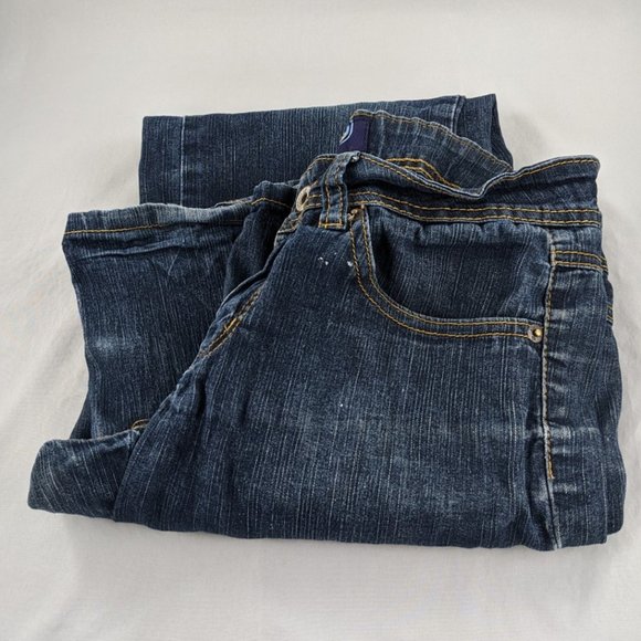 Angels Womens Zipper Fly Straight Leg Dark Wash Blue Jeans 7 - Picture 9 of 11